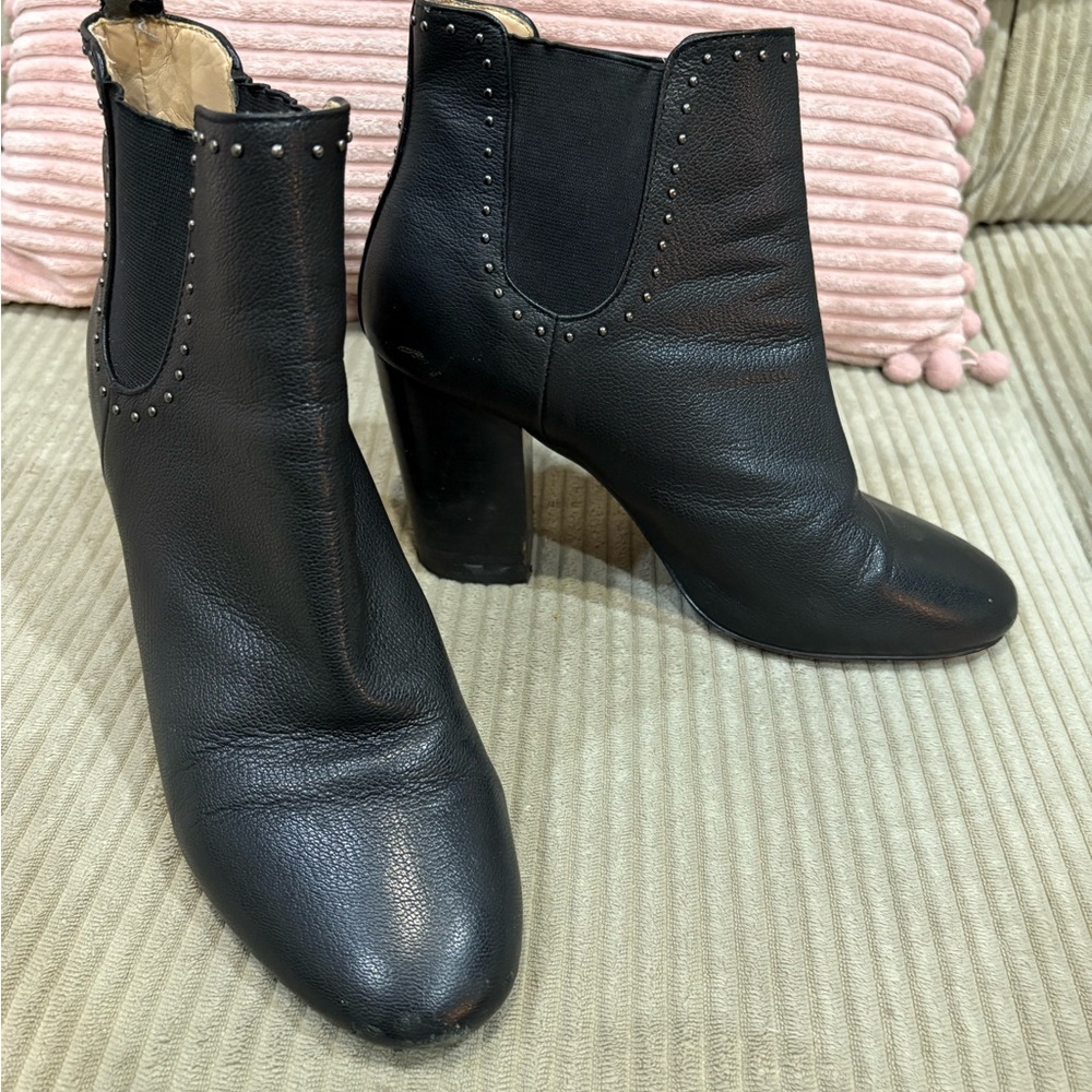 Saks Fifth Avenue Black Leather Ankle Boots Booties Ladies - 9 Y2K vibes